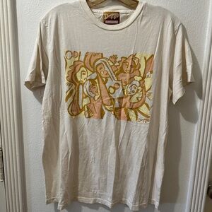 Dazey LA Off White Colorful Face Short Sleeve T-Shirt Size Large